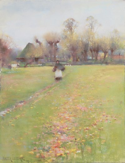 Quand les feuilles jaunes ou aucune ou peu pendent sur ces branches qui tremblent contre le froid - Walter Frederick Osborne